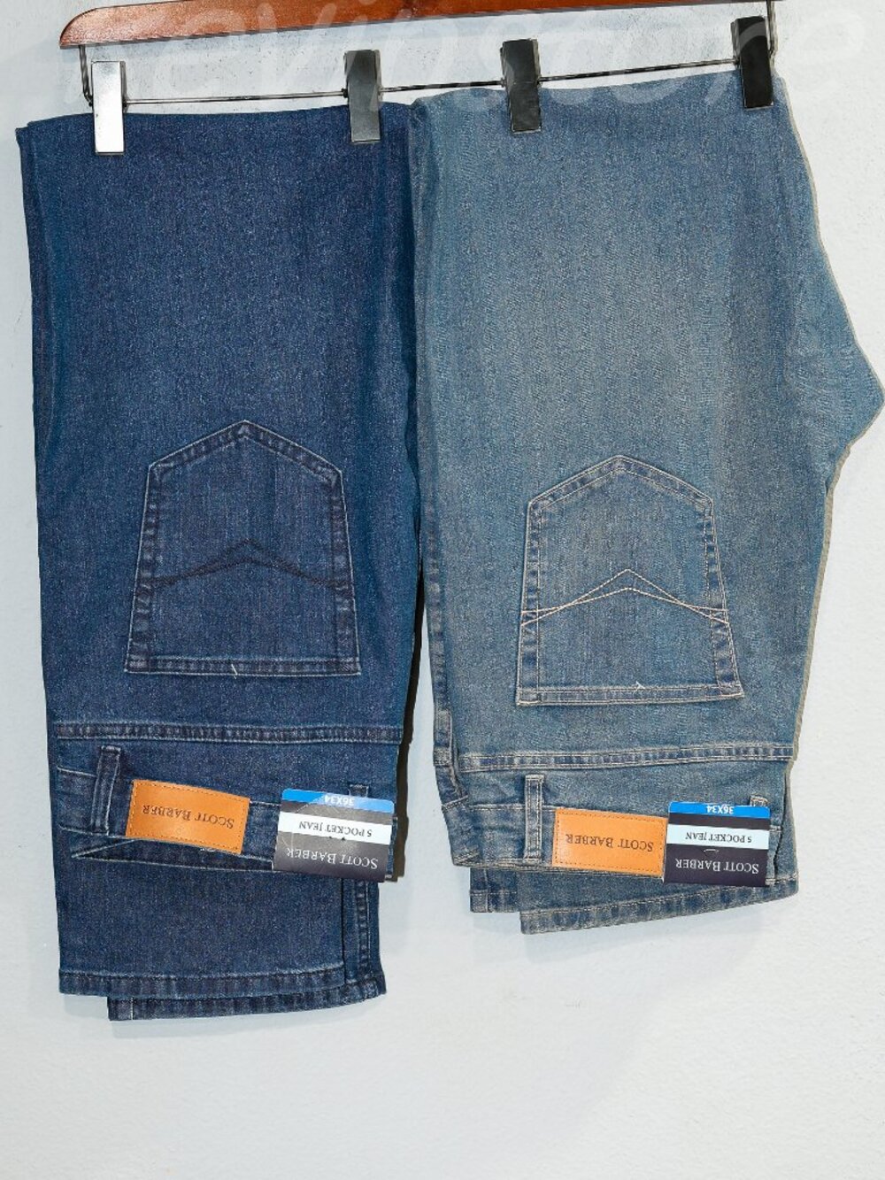 2 pairs Scott Barber Men's 5-Pocket Jeans, Price is for‎ 2.